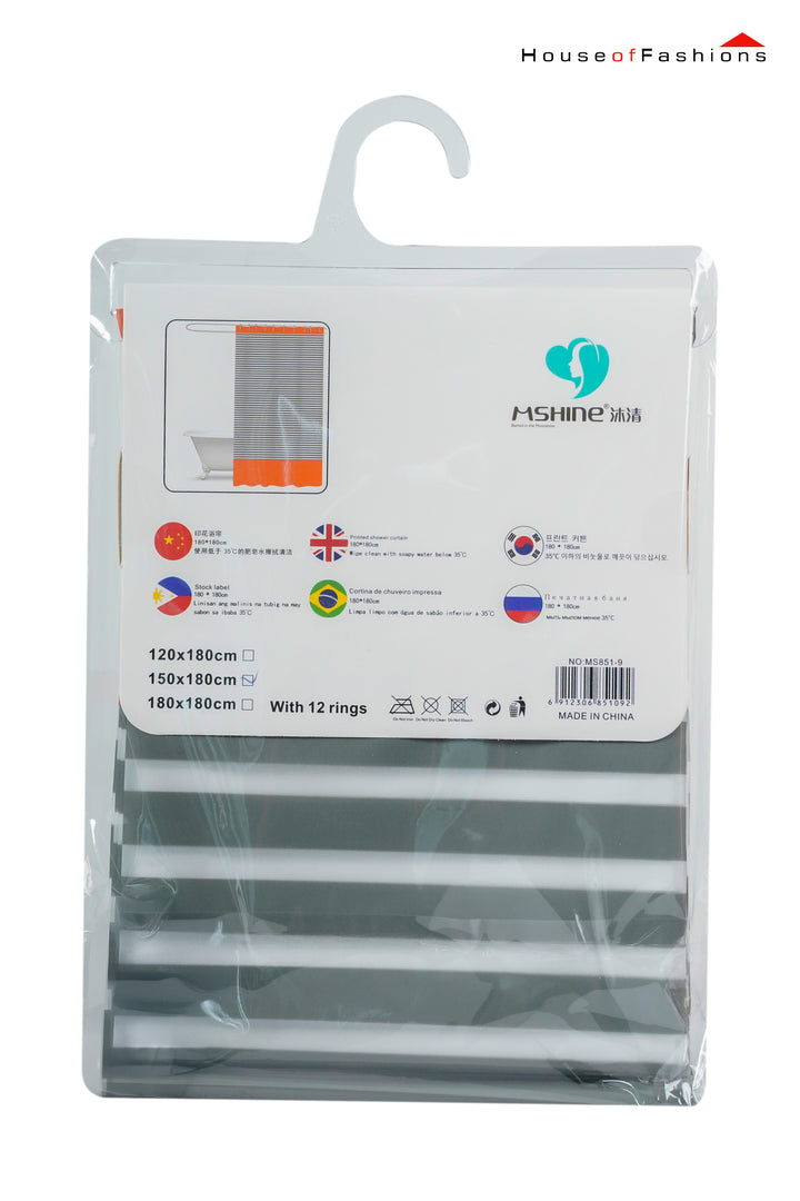 Shower Curtain Striped with Tassel Farmhouse Bathroom Curtains Fabric Black and White Decor Waterproof 150x180 CM