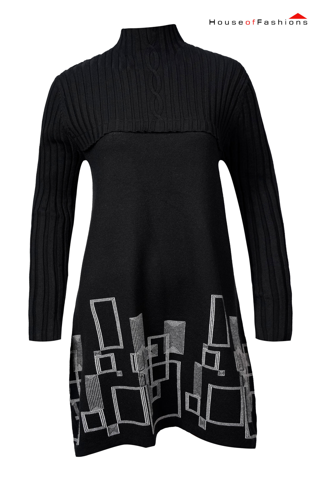 Women's Long Sleeve High Neck Sweater Mini Dress