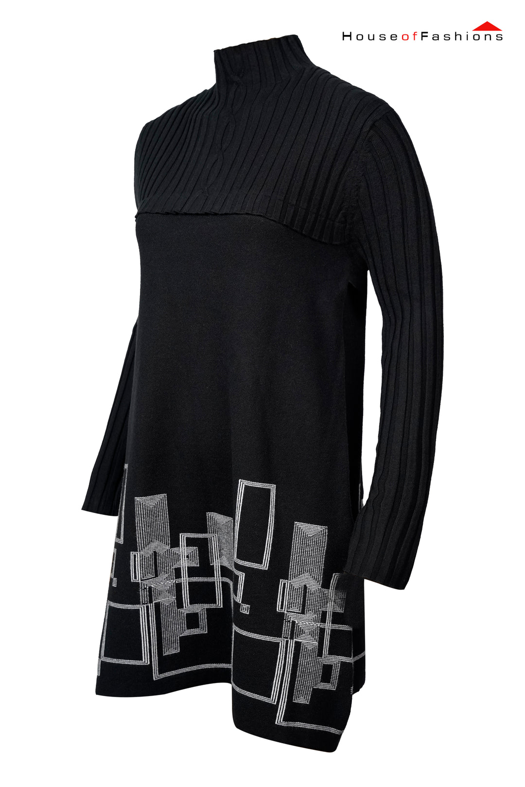 Women's Long Sleeve High Neck Sweater Mini Dress