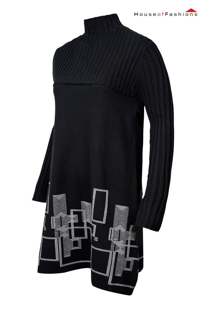 Women's Long Sleeve High Neck Sweater Mini Dress