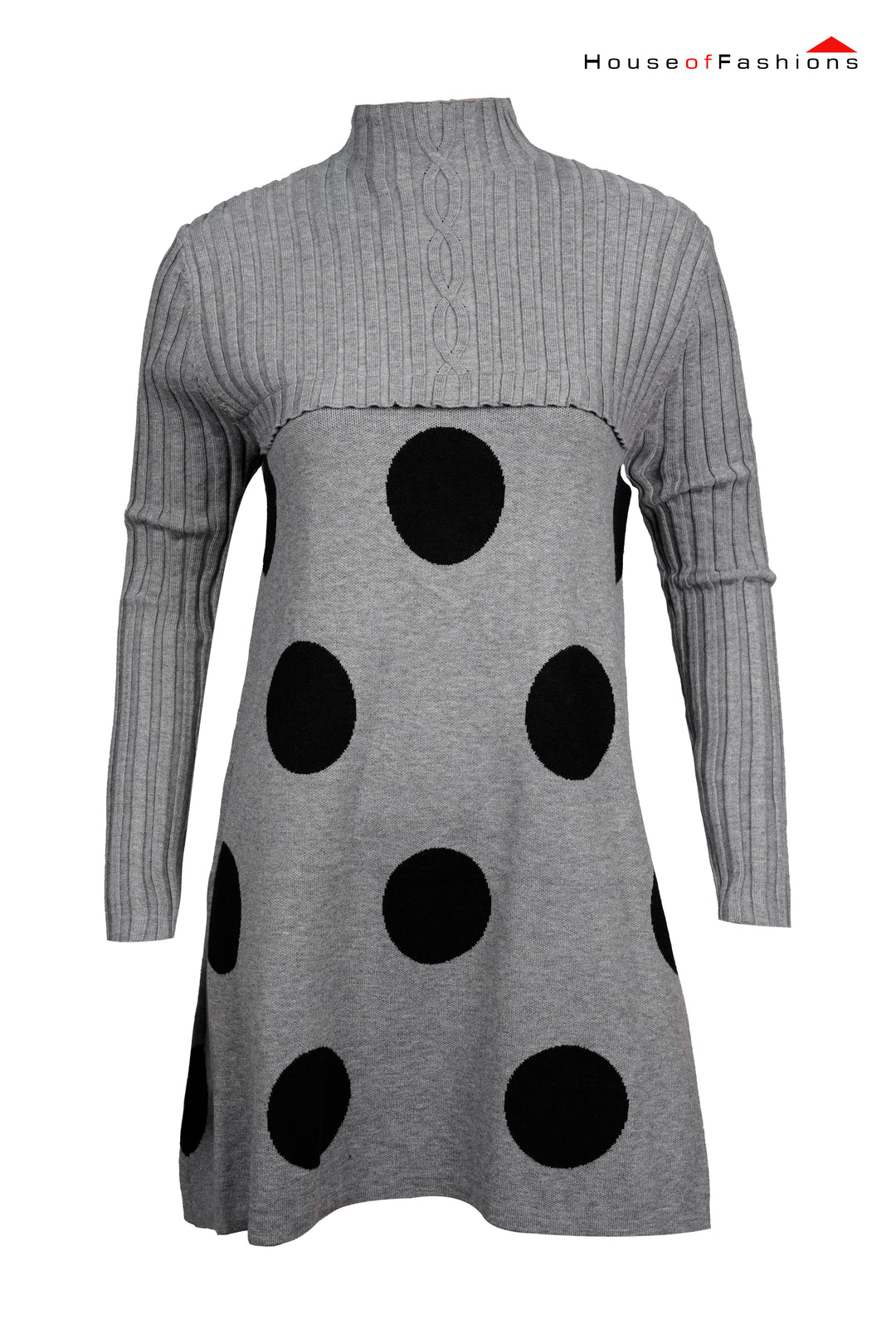 Women's Long Sleeve High Neck Sweater Mini Dress