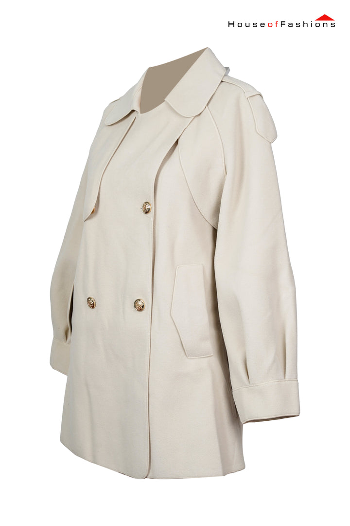 Short two-row trench coat with a high cotton content