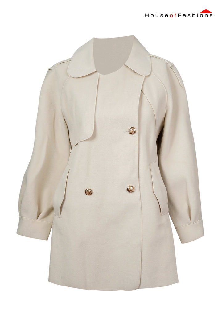 Short two-row trench coat with a high cotton content