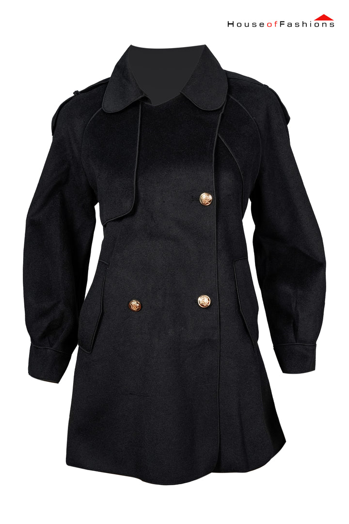 Short two-row trench coat with a high cotton content