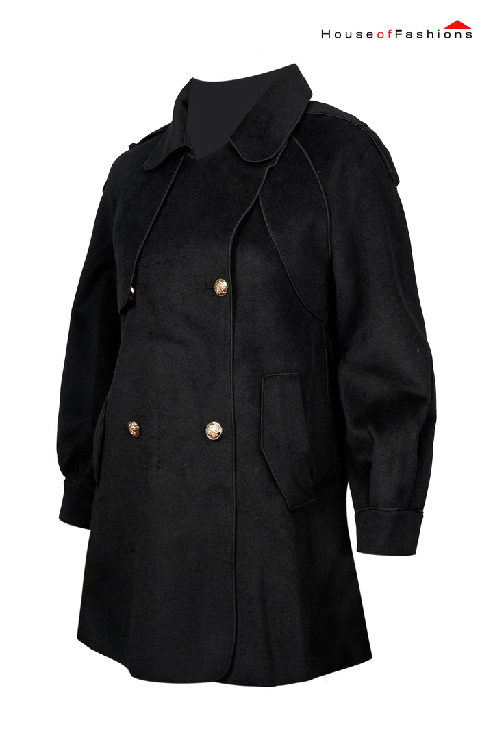 Short two-row trench coat with a high cotton content