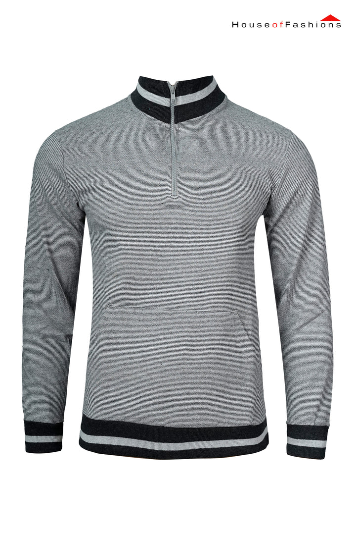 Half Zip Pullover Sweater, Ribbed Neckline & Logo Detailing Sweater