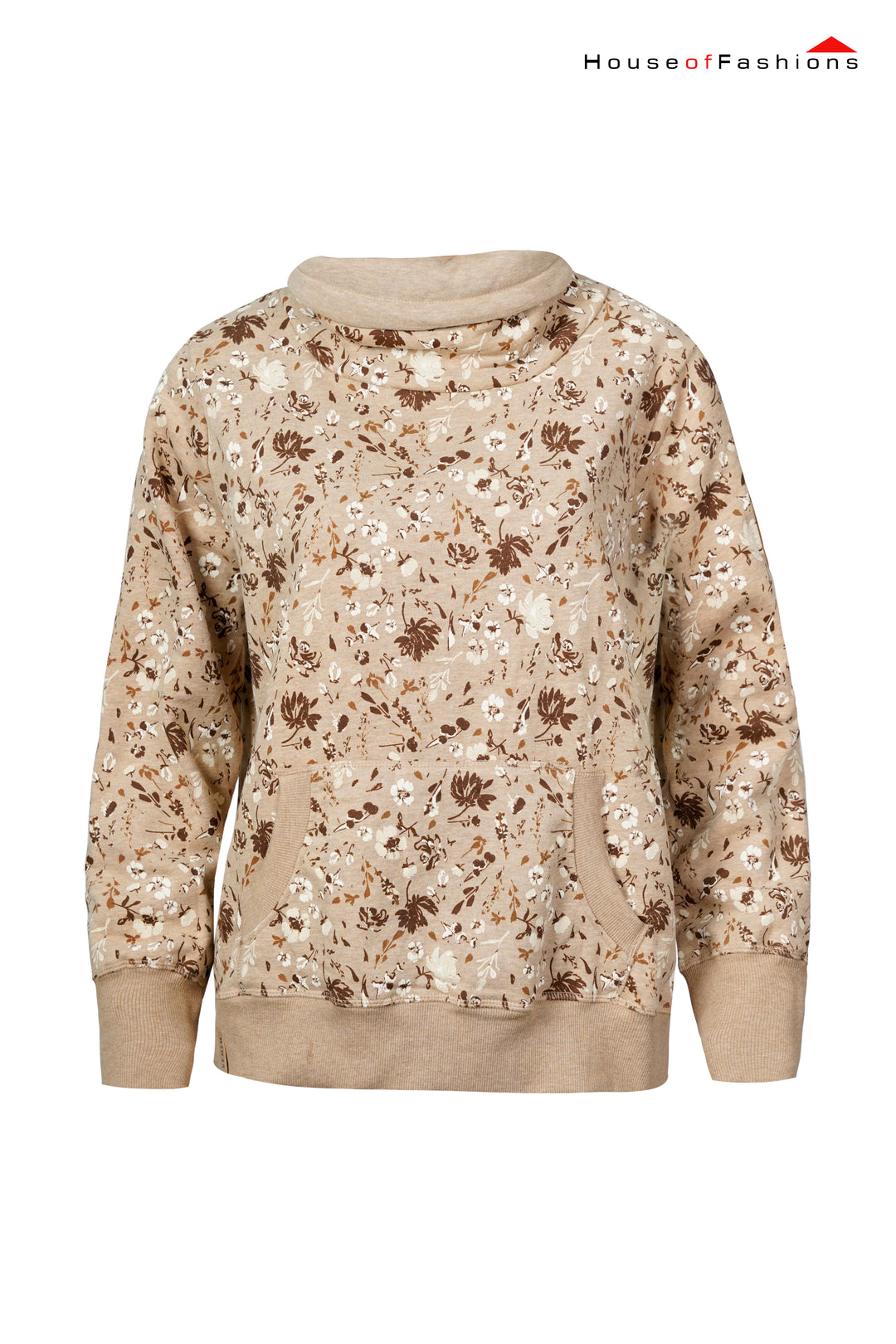 Fashionable Floral Printed High Neck Sweater