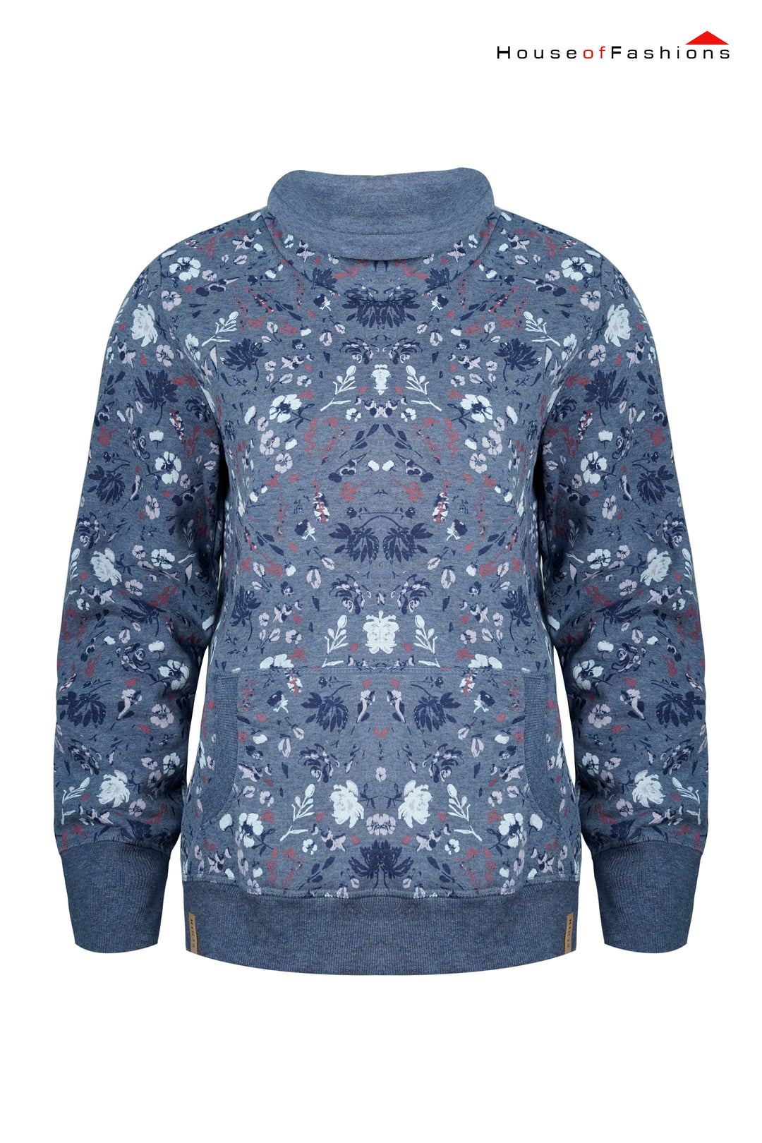 Fashionable Floral Printed High Neck Sweater