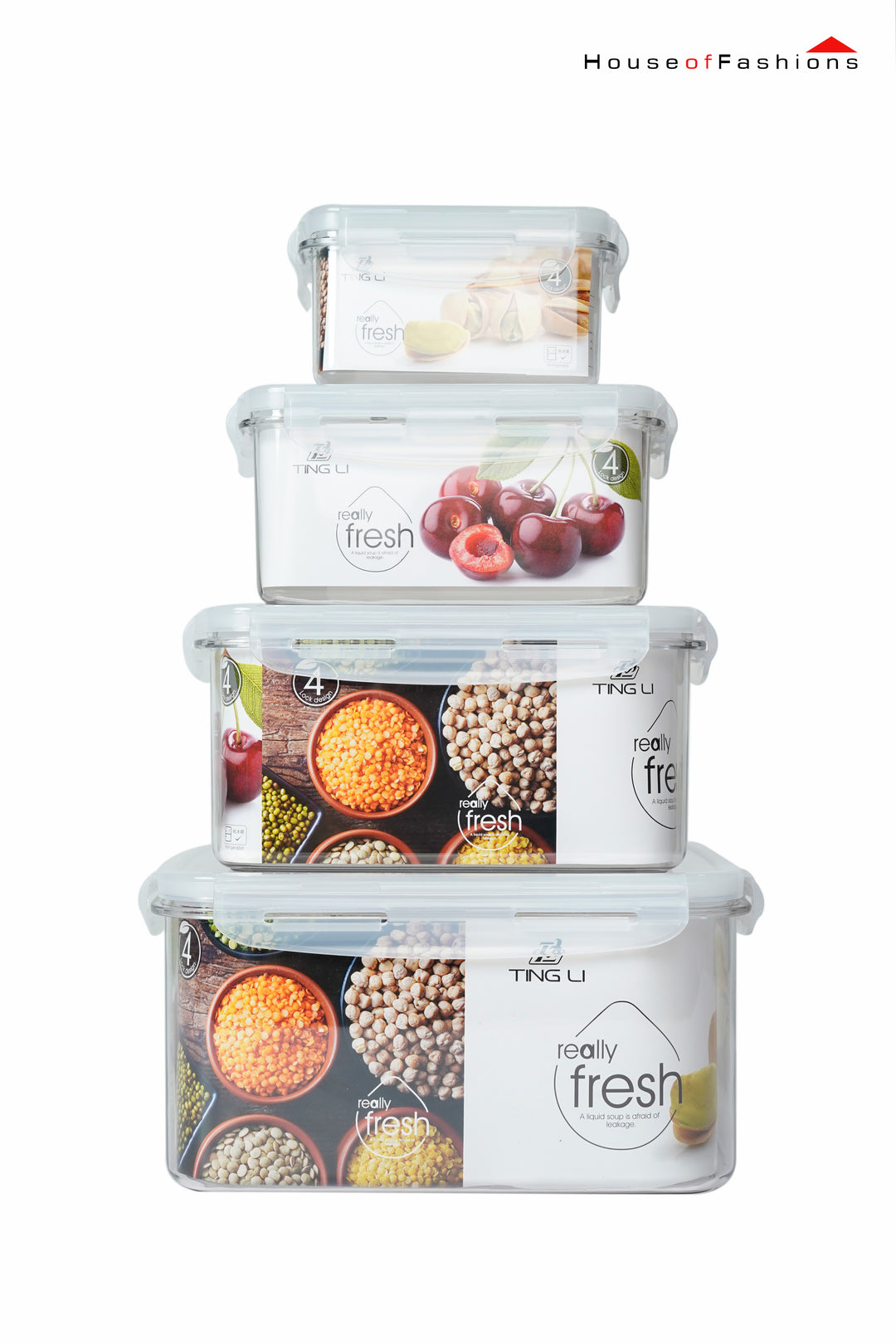 4 Pcs Acrylic Food Container Set – Oven-Proof, BPA-Free, Durable & Transparent Food Storage Boxes (1200ml, 2100ml, 3200ml)