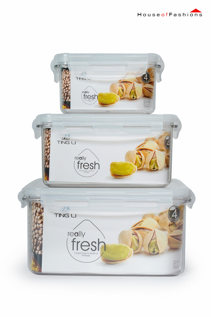 3 Pcs Acrylic Food Container Set – Oven-Proof, BPA-Free, Durable & Transparent Food Storage Boxes