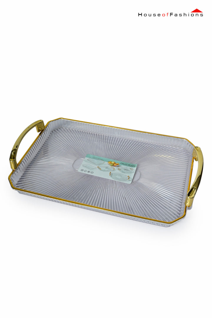 Acrylic Serving Tray Set with Golden Handles – 3-Piece Elegant & Durable Tray Set for Home & Kitchen | Sri Lanka