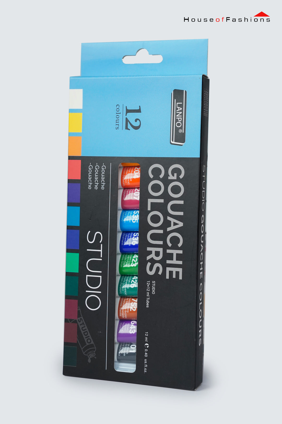 LANPO Premium Gouache Watercolour Paint Set – 12 Colors (12ml Tubes)
