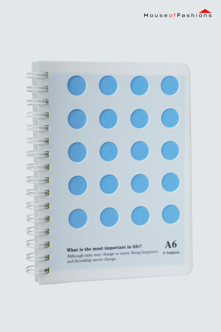 A6 Frosted Spiral Notebook | Transparent Hard Plastic Cover with Ruled Pages