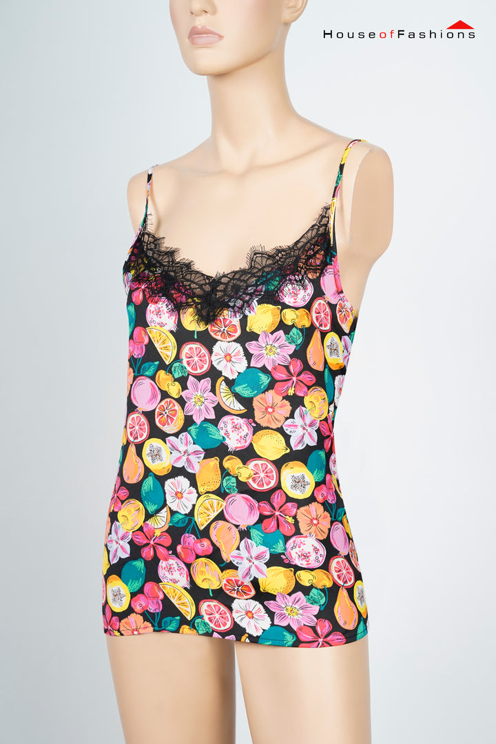 Pimkie Black & Multicolor Floral Fruit Lace Camisole – Women’s Fashion Top