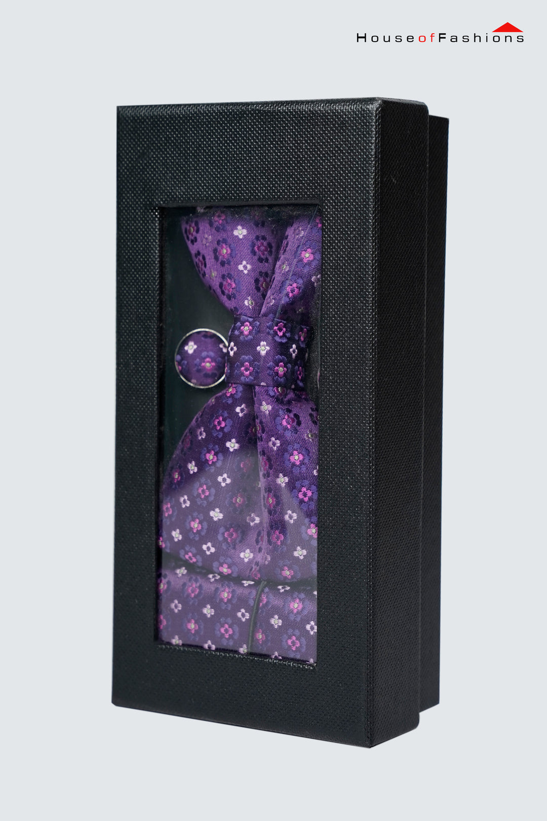 Amethyst Style Set – Bow Tie, Pocket Square & Cufflinks