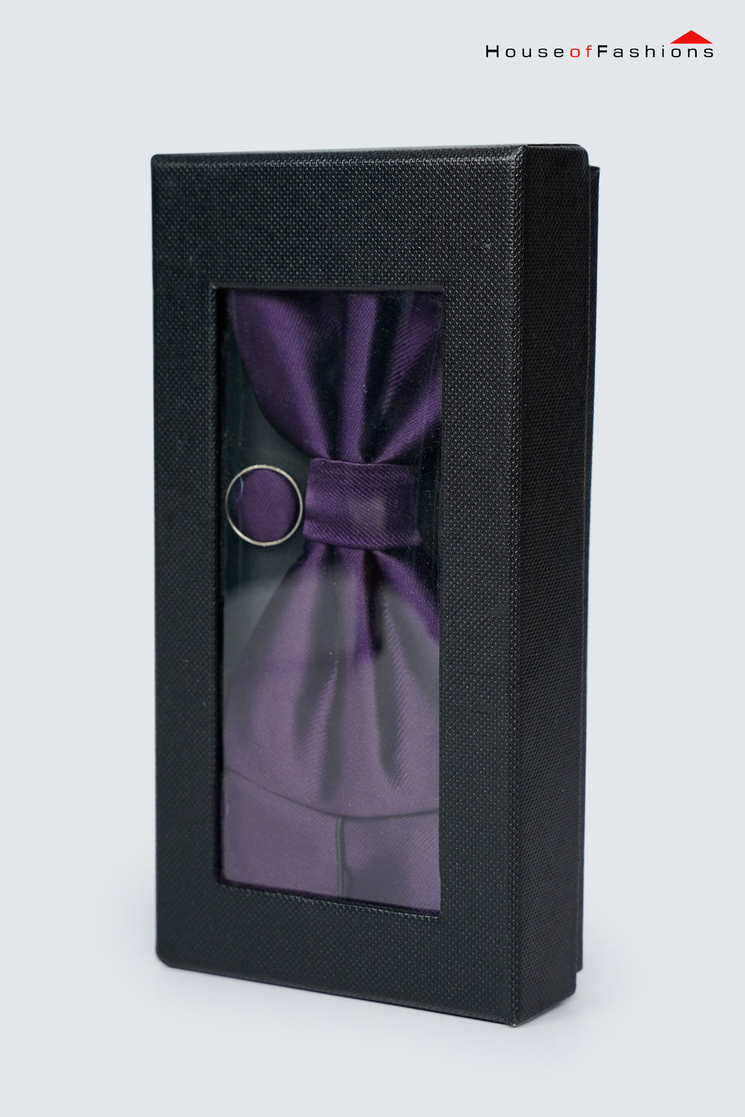 Royal Night – Dark Purple Bow Tie, Pocket Square & Cufflinks Set