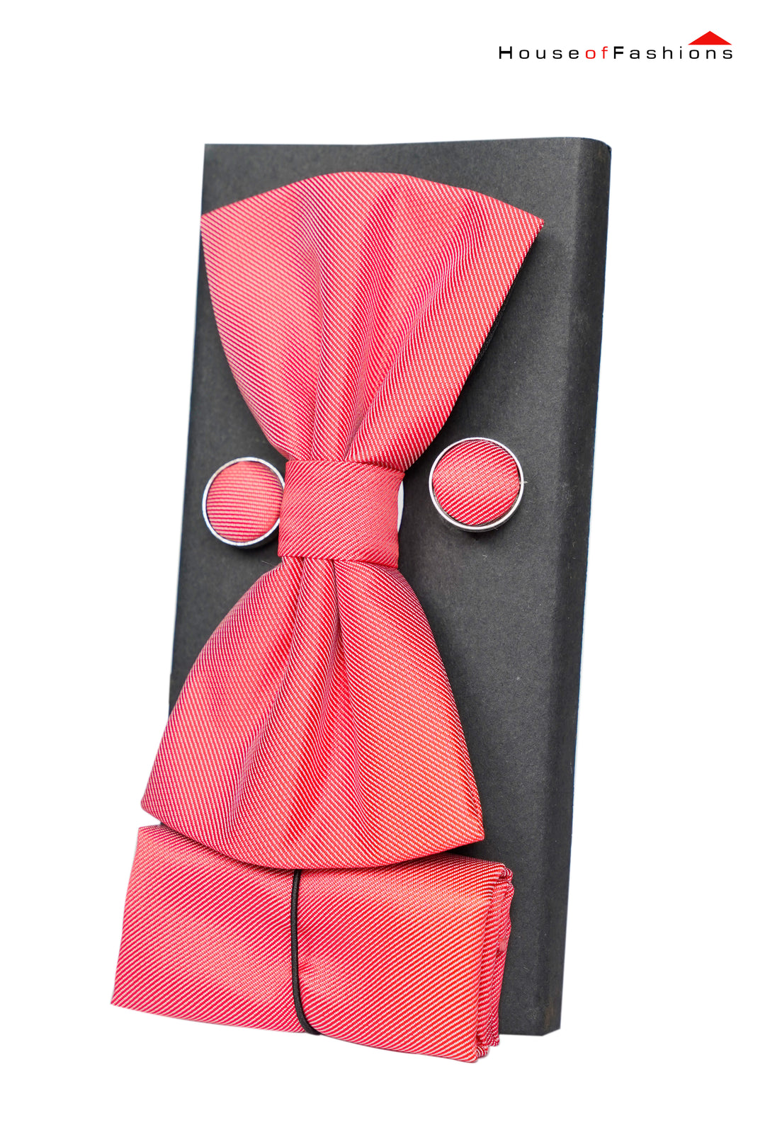 Blush Charm – Light Pink Bow Tie, Pocket Square & Cufflinks Set