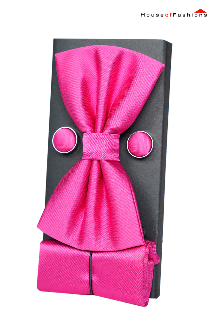 Rosé Style – Pink Bow Tie, Pocket Square & Cufflinks Set
