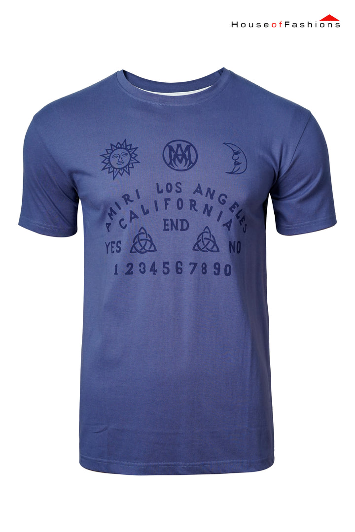 Amiri-Inspired Blue Graphic T-Shirt – Los Angeles California Edition