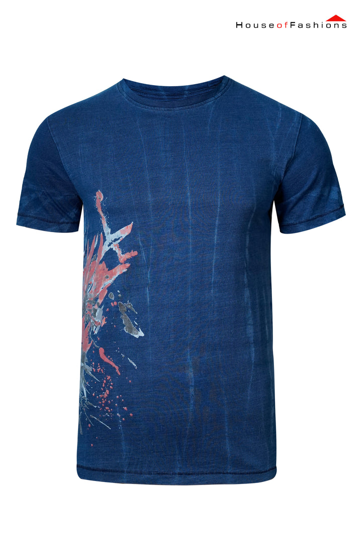 Artistic Abstract Print Tee – Deep Blue