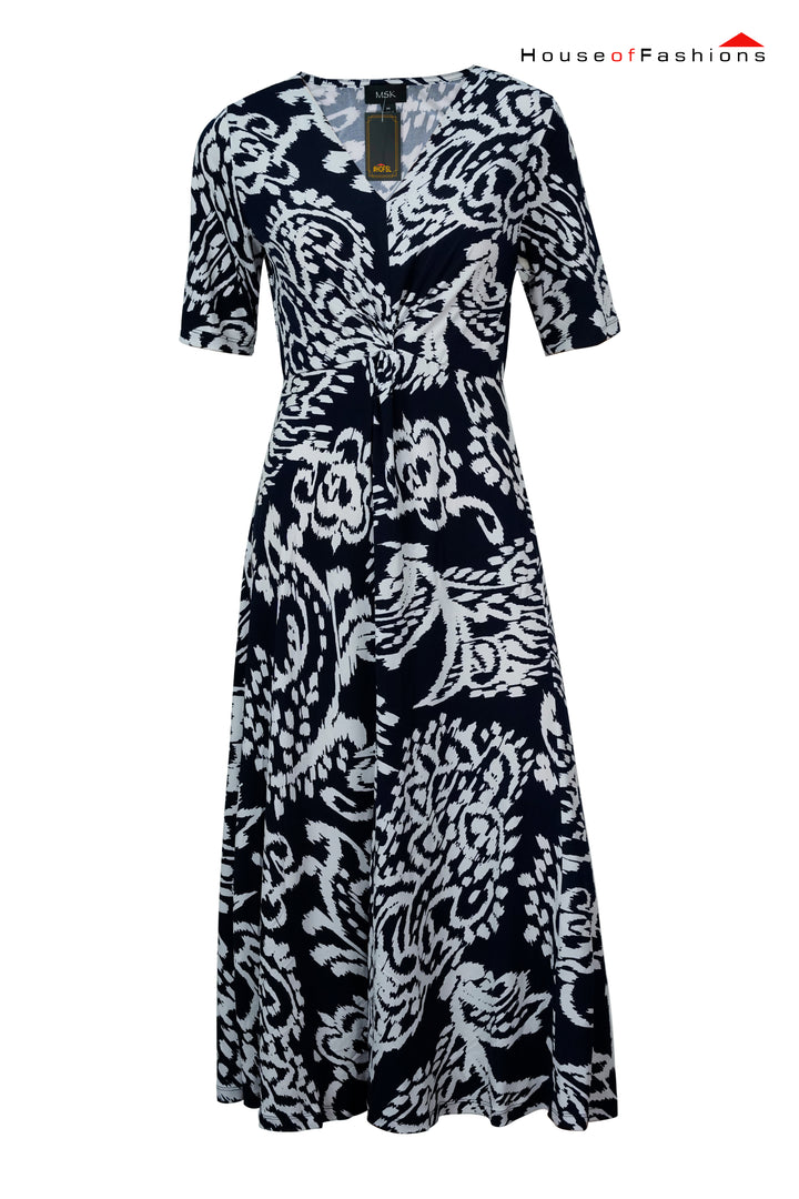 Midnight Swirl Twist-Front Maxi Dress