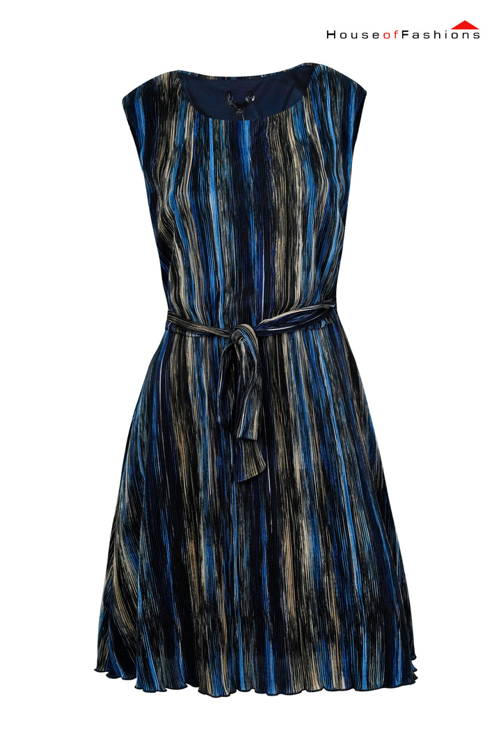 Midnight Streak Pleated Belted Dress
