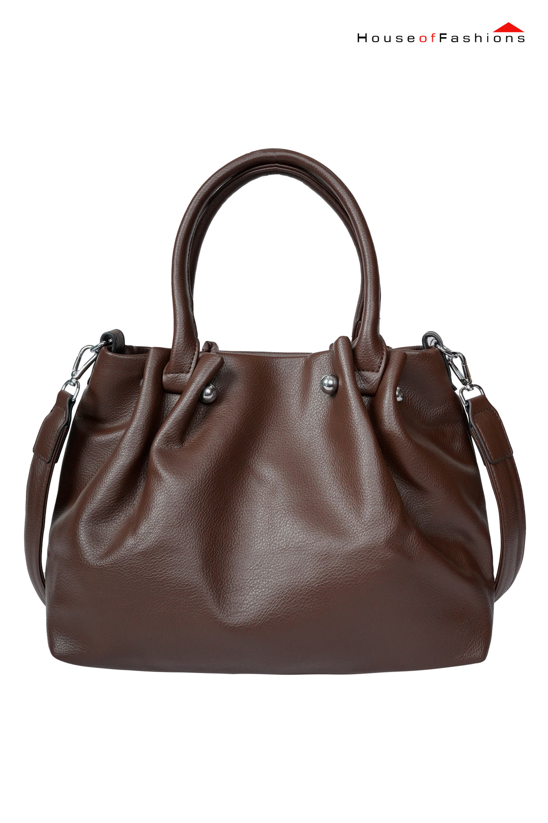 Classic Brown Structured Pu Leather Handbag