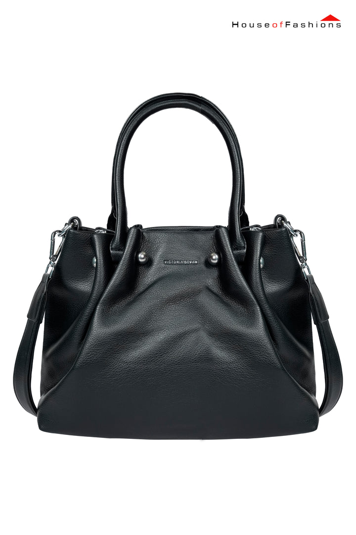 Black Victorian Seven Ruched  Handbag