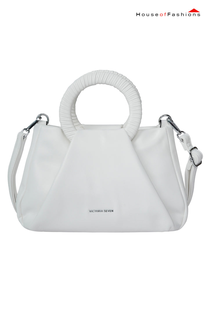 Victoria Seven White Structured Handle Bag