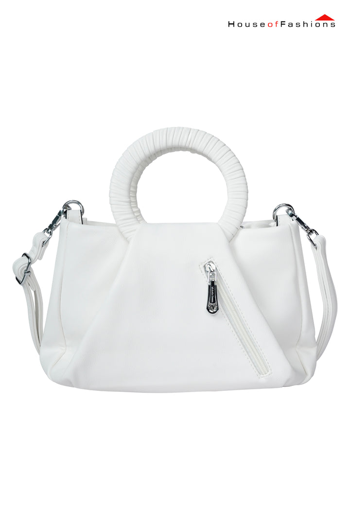 Victoria Seven White Structured Handle Bag