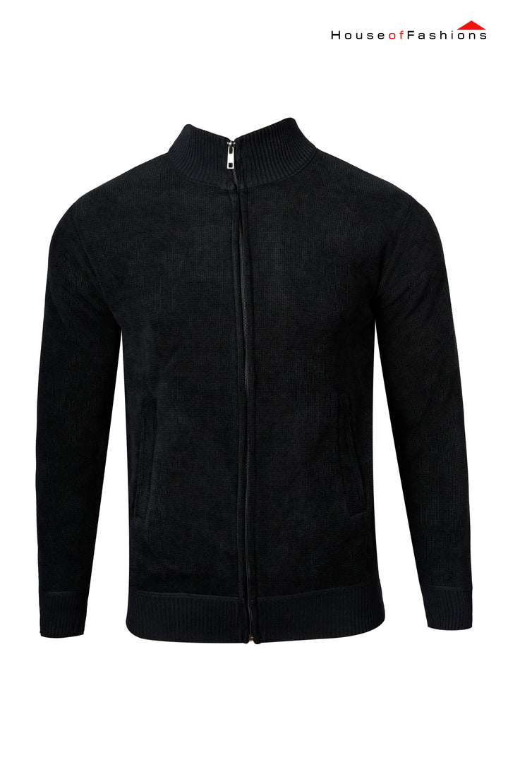 Jet Black Metro Knit Zip-Up Jacket