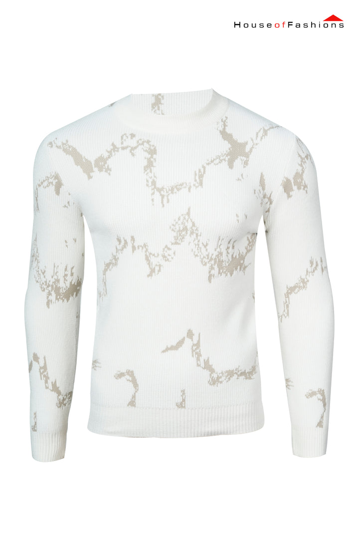 Ivory Static Wave Knit Sweater