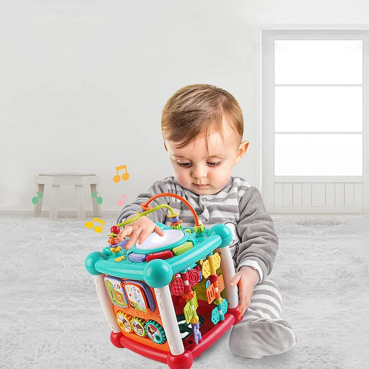 15-in-1 Bluetooth Study Music Activity Cube – Educational Toy with Lights, Music, Shape Sorting & More for Toddlers