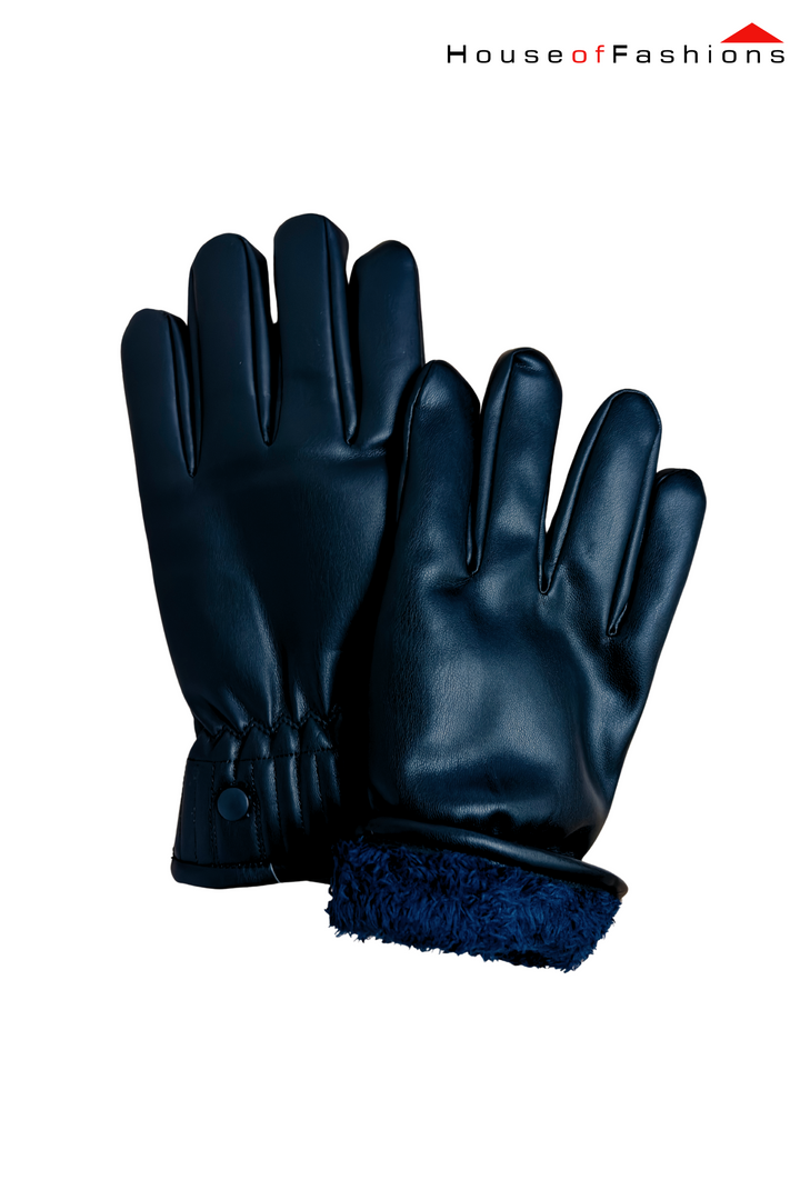 Leather Thermal Warm Gloves for Men Winter Black Fleece Thick Lining Driving Ski Cycling Glove Cold Weather