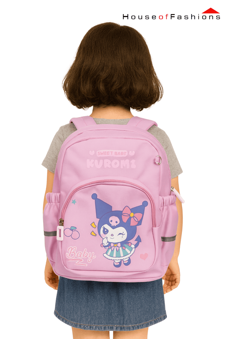 Kuromi Kids’ Backpack – 12” x 10” Cute Pink Nursery & Preschool Bag | House of Fashions