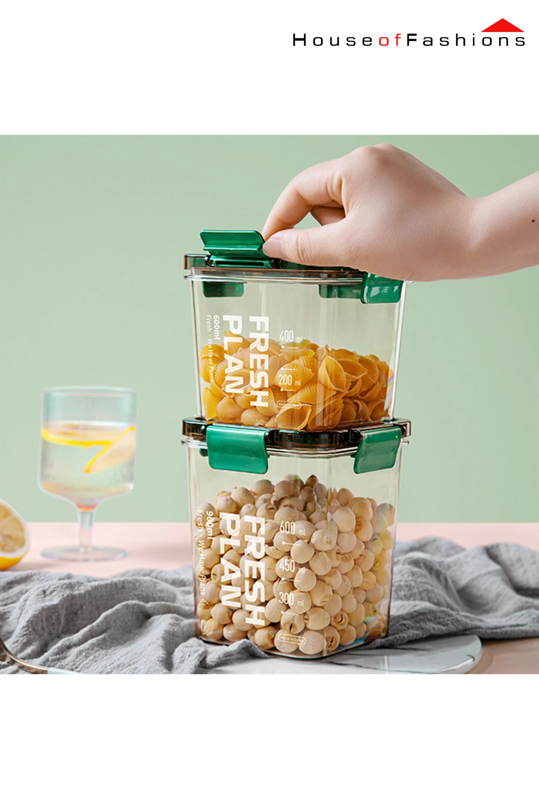 Extra Large Airtight Food Storage Container with Lid – Clear Kitchen Organizer for Flour, Sugar, Rice, Cereal, Snacks – 900ml