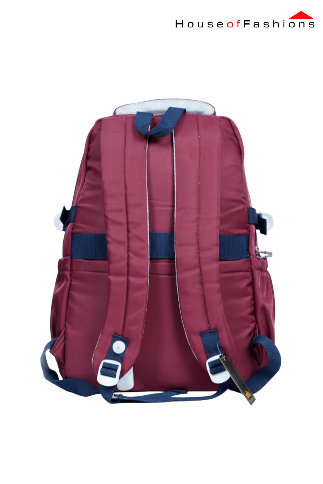 Large Kids’ School Backpack – 18” x 14.5” Burgundy & Navy Multi-Pocket Bag | House of Fashions
