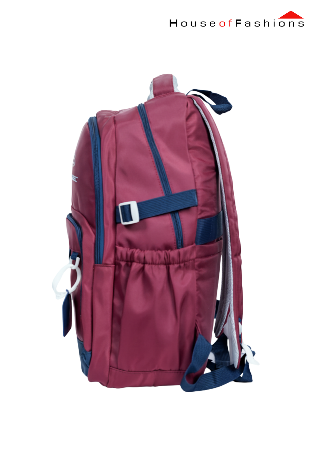 Large Kids’ School Backpack – 18” x 14.5” Burgundy & Navy Multi-Pocket Bag | House of Fashions