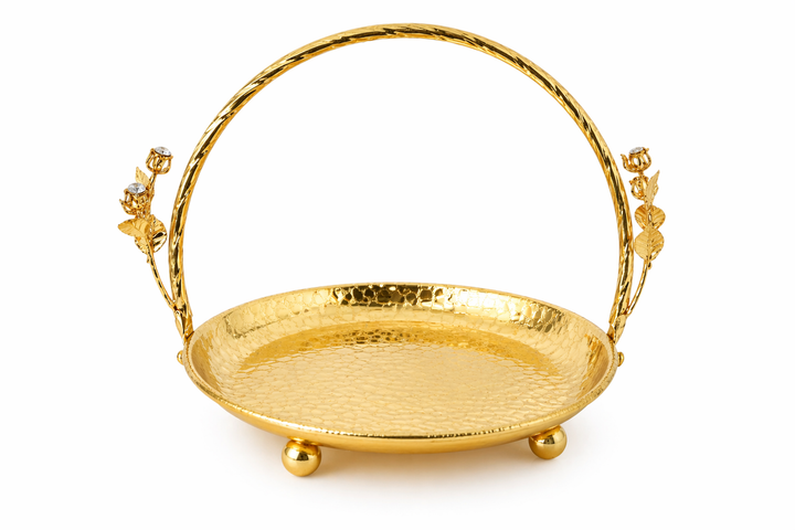 Golden Serving Tray with Handle