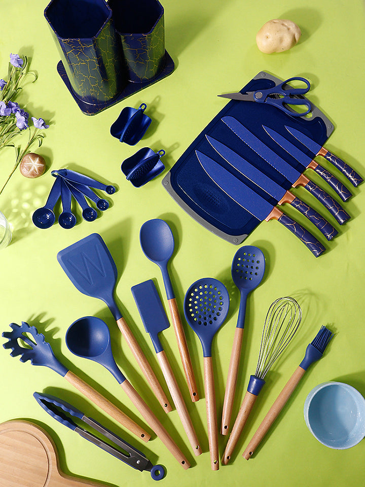 25PCS Silicone Kitchenware Non-Stick Cookware Kitchen Utensils Set Spatula Shovel Egg Beaters Wooden Handle Cooking Tool Set House of fashions 4