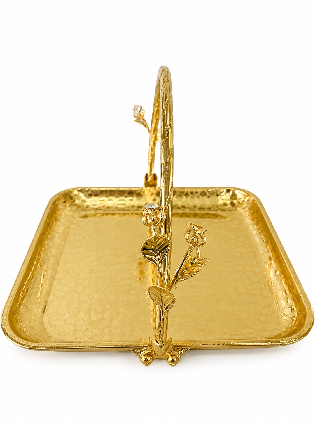 Luxury Decorative Serving Tray with Floral Handle