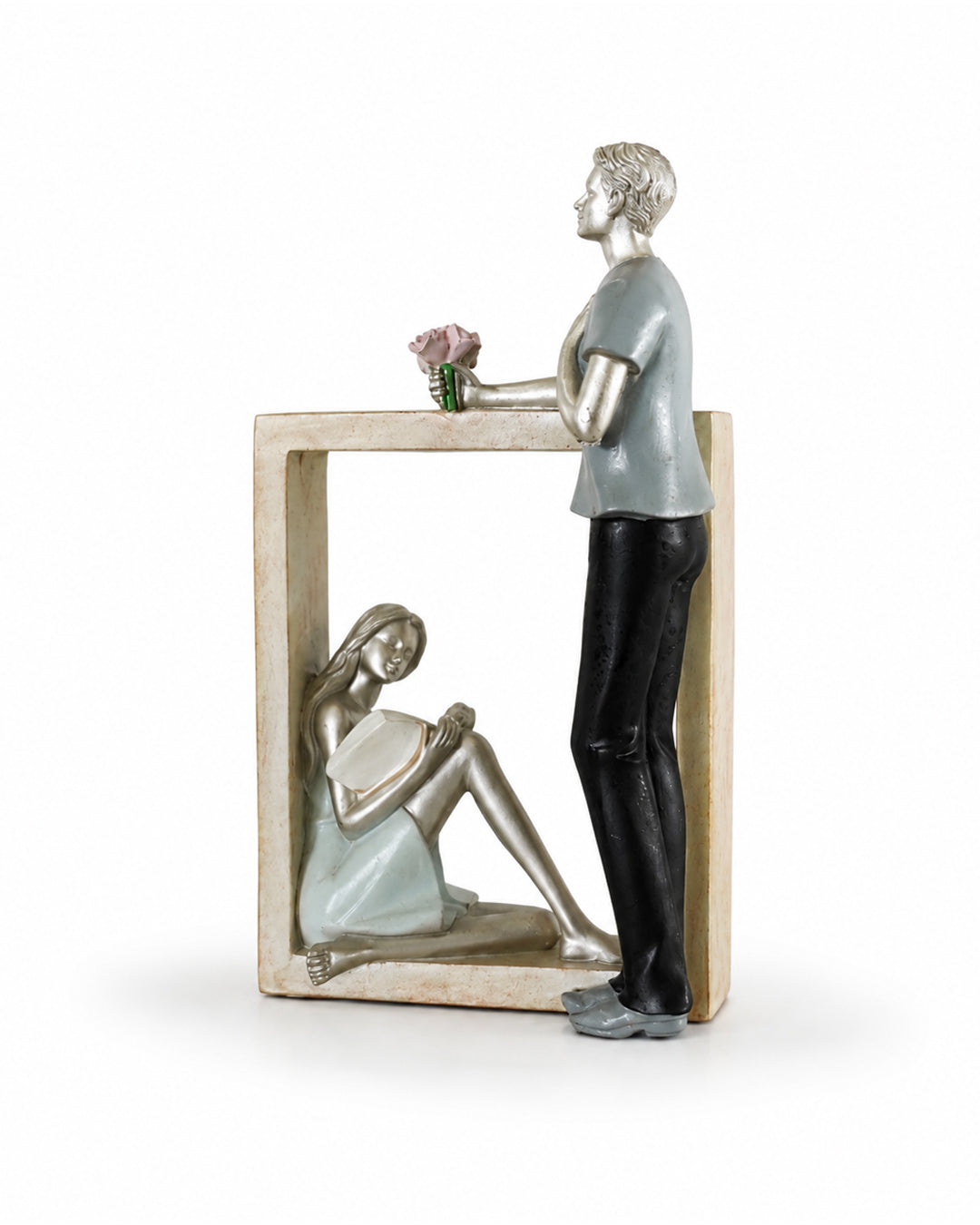 10-Inch Ceramic Couple Love Figurine | Romantic Decorative Table Ornament