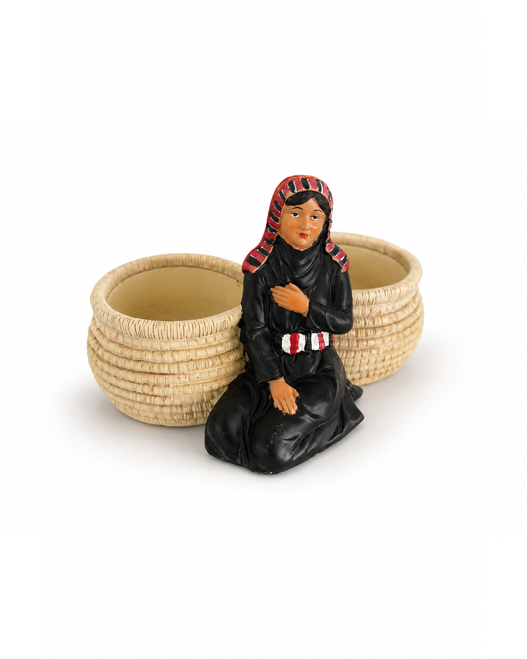 7-Inch Ceramic Decorative Girl Planter with Dual Pots | Handmade Succulent Planter