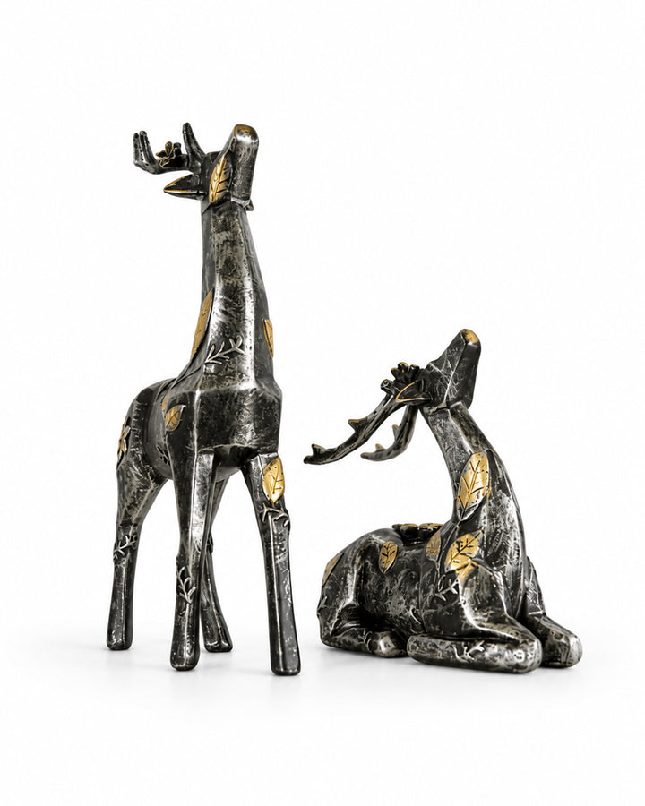 Ceramic Deer Figurine Set | Decorative Deer Ornaments Set