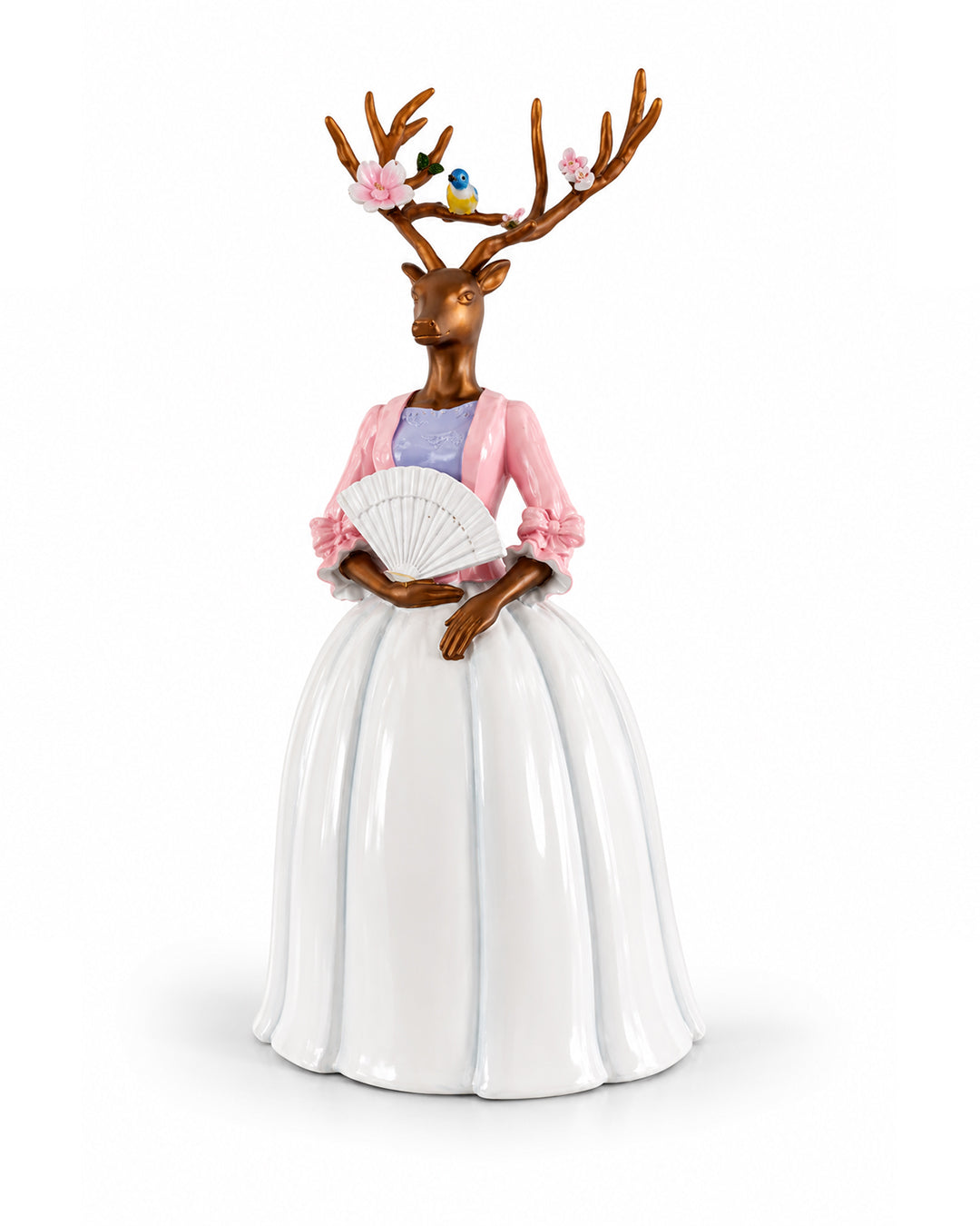18-Inch Elegant Ceramic Deer Lady Figurine | Decorative Table Ornament