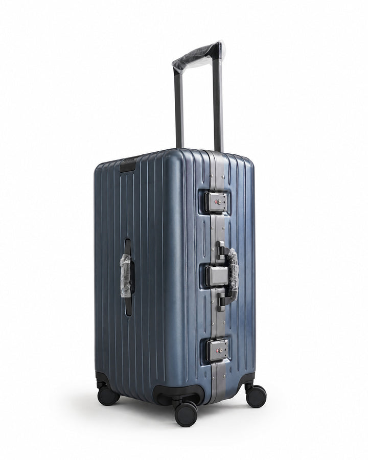 Steel Blue Fiber Luggage 25kg | Premium Hard Shell Travel Suitcase