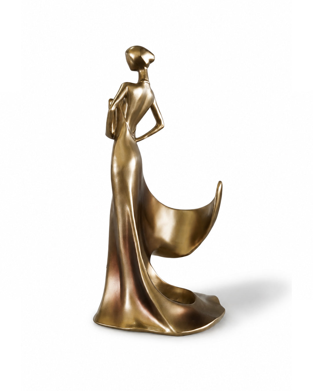15-Inch Elegant Ceramic Lady Figurine | Gold Decorative Table Ornament
