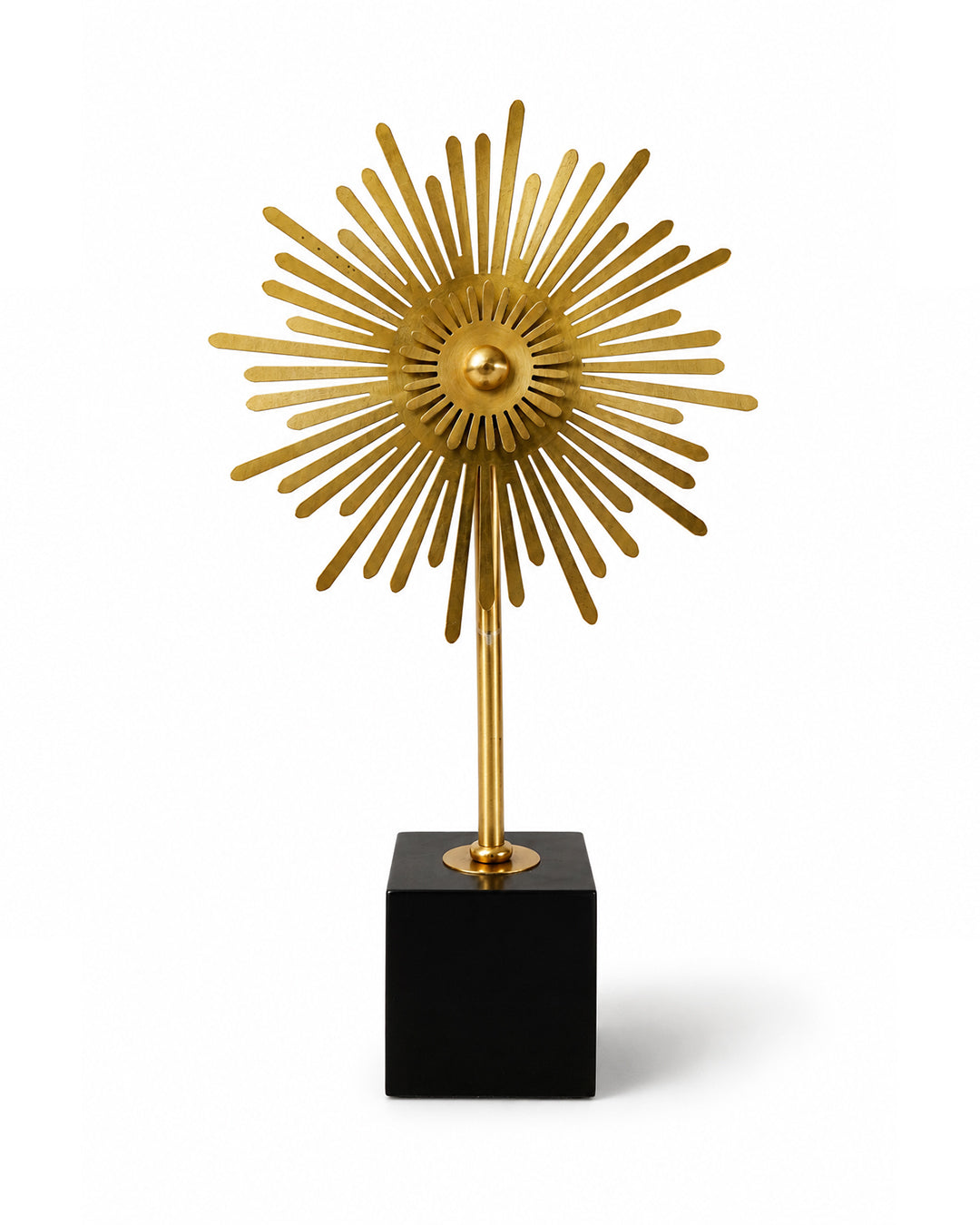 16-Inch Gold Metal Sunburst Decorative Ornament | Luxury Table Sculpture