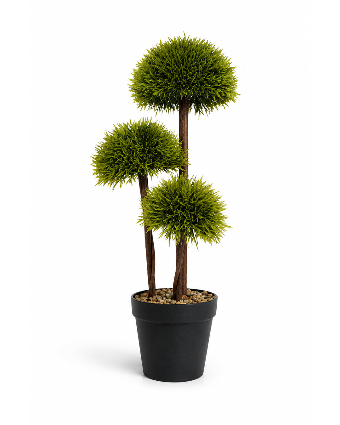 Triple Ball Artificial Topiary Tree with Black Pot | Modern Home Decoration