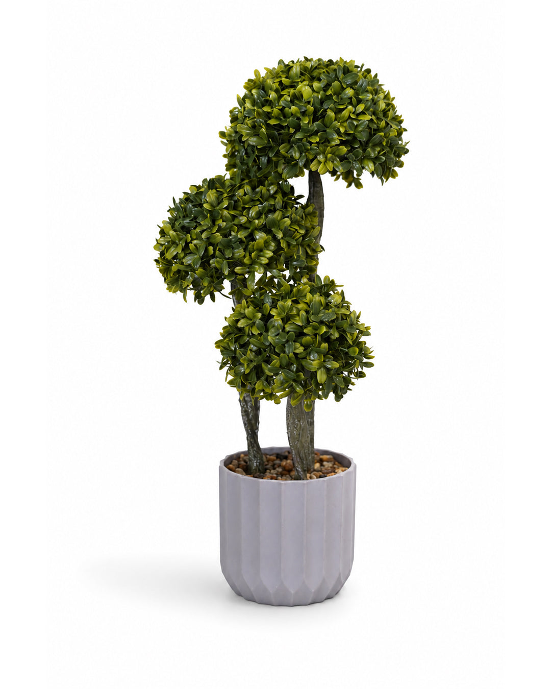 Artificial Triple Ball Topiary Plant with Decorative Pot | Faux Green Plant for Home &amp; Office
